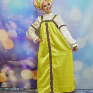 Русско-народный женский желтый костюм