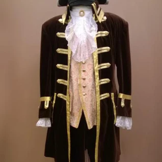 Коричневый шкиперский исторический костюм в стиле барокко