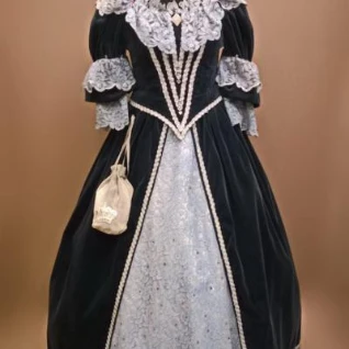 Женское платье в стиле барокко (Тёмно-синее)