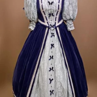Женское платье в стиле барокко (Синее)