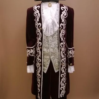 Мужской исторический костюм барокко, цвет темная вишня