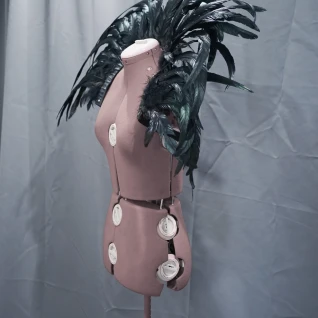 Перьевой воротник черный