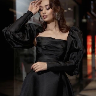 Платье вечернее Николь Black рукава