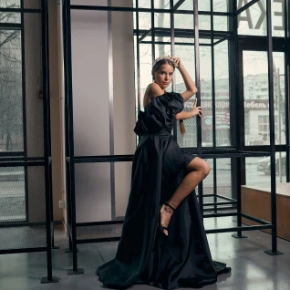 Платье вечернее Астерия Чёрное с юбкой