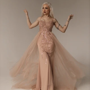 Платье вечернее Роджи в цвете пудра