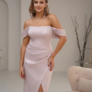 Платье вечернее Аида пудра миди