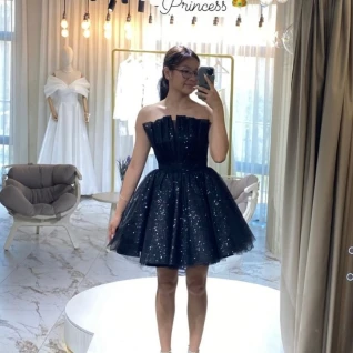 Платье вечернее Ракушка чёрное блеск