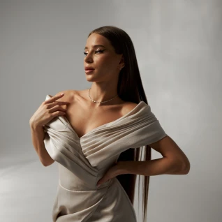 Платье вечернее Санторини бежевое