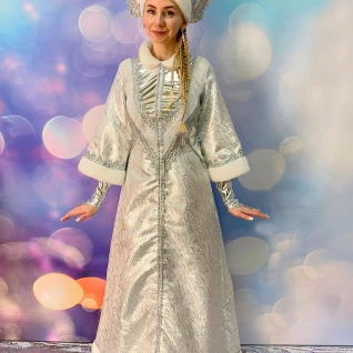 Снегурочка серебряная длинная костюм