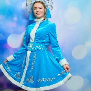 Снегурочка голубая бархатная костюм 