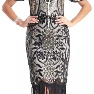 Платье Люкс серебристо-черное L