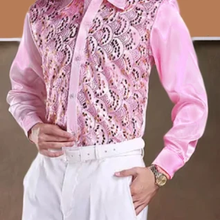 Рубашка диско розовая