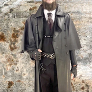 Стимпанк плащ черный Костюм