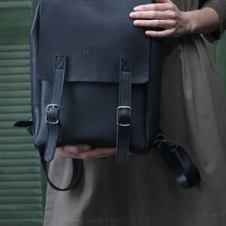 Черный кожаный рюкзак Lokis