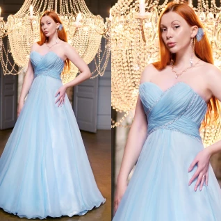 Платье бальное пышное голубое Medusa