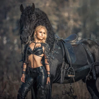 Женский черный кожаный костюм амазонки варвара постапокалипсис Затмение