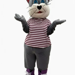 Котик серый в кедах