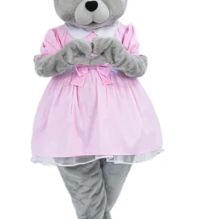 Мишка в розовом платье