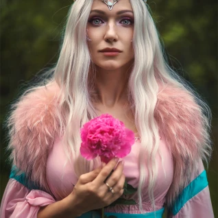 Розовое нежное эльфийское платье феи