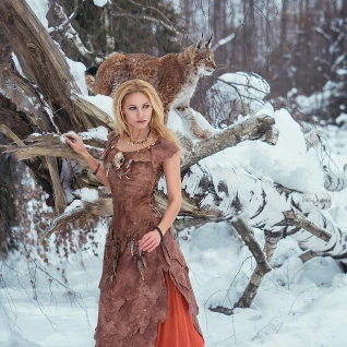 Женский этнический костюм платье друида, шаманкки, индианки, богинии охоты артемиды