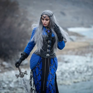 Костюм средневековой северной королевы императрицы чародейки колдуньи воительницы Ведьмак Игра Престолов