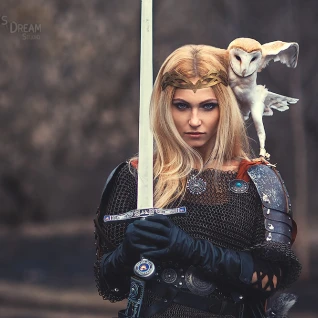 Женский костюм средневековой воительницы рыцаря викинга в кольчуге