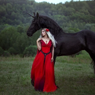 Красно-черное обмре средневековое королевское платье вампира принцессы эльфийки чародейки