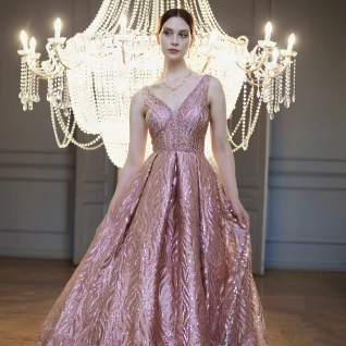 Платье выпускное блестящее Rose Gold