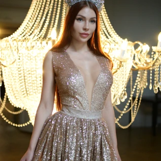 Платье пышное глиттерное Gold