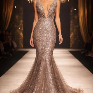 Платье вечернее блестящее Bronza