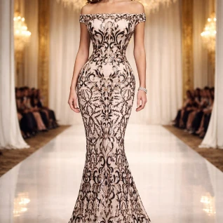 Платье вечернее Гжель