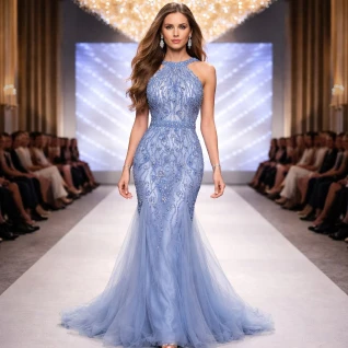 Платье вечернее голубое Mermaid
