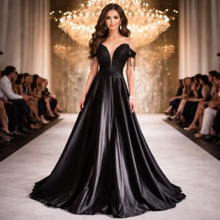 Платье пышное вечернее черное Opera