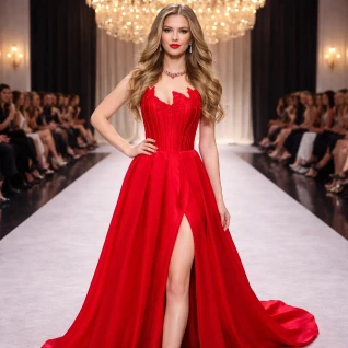 Платье вечернее с разрезом Castle Red