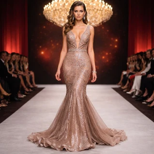 Платье вечернее блестящее Bronza