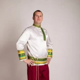 Костюм русский белый атлас Илья