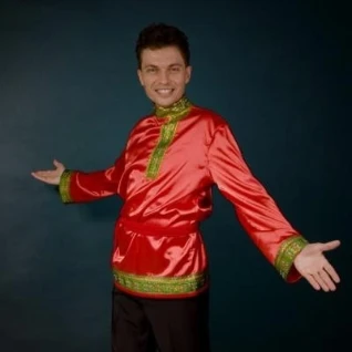 Костюм русский атласный красный