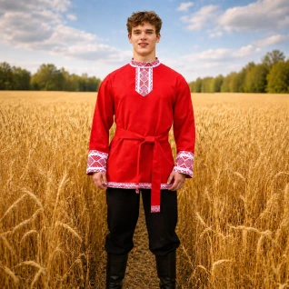 Прокат рубаха русская народная мужская красная
