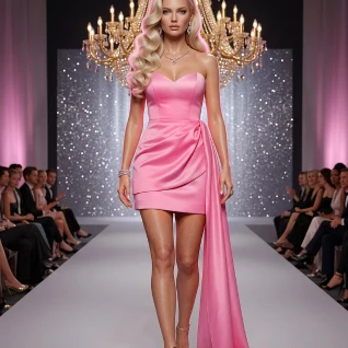 Платье розовое со шлейфом Barbie