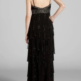 Платье Sue Wong  Black Silk Ruffle Gown
