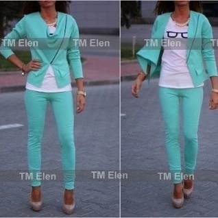 Костюм женский пиджак блейзер легинсы брюки черный зеленый летний