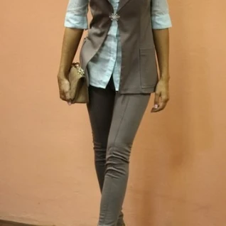 Костюм женский пиджак блейзер легинсы брюки брючный коричневый шоколад