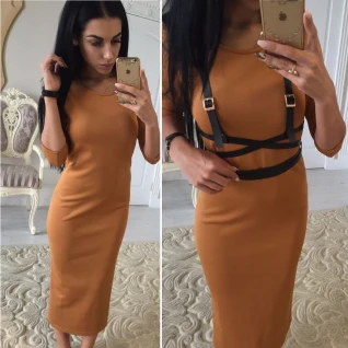 Платье рыжее миди 