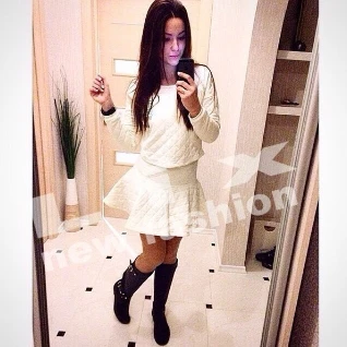 Костюм белый юбка клеш кофта женский мини короткий