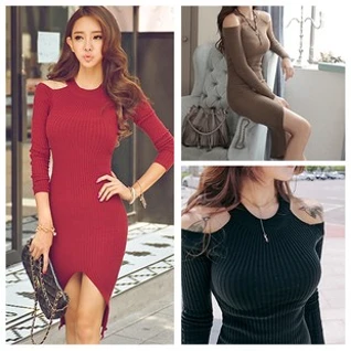 Платье свитер черное красное мини миди