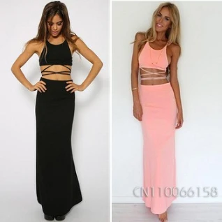 Платье костюм топ и юбка длинная розовая