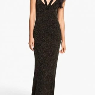 Платье ABS by Allen Schwartz Black Metallik Salon Evening Dress Размеры 46, 44, 42