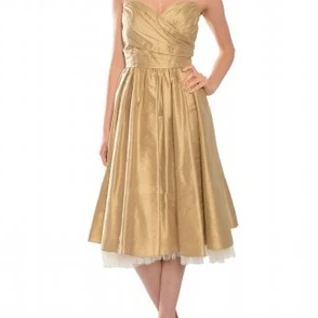 Платье ABS by Allen Schwartz Gold Taffeta Sweatheard Dress Размеры 44, 46