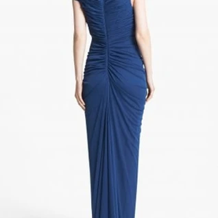 Платье Adrianna Papell Blue Ruched Mesh Gown P Размер 46