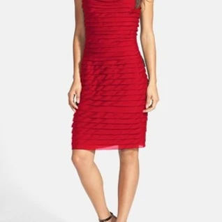 Платье Adrianna Papell Tiered chifon dress Red Размер 46